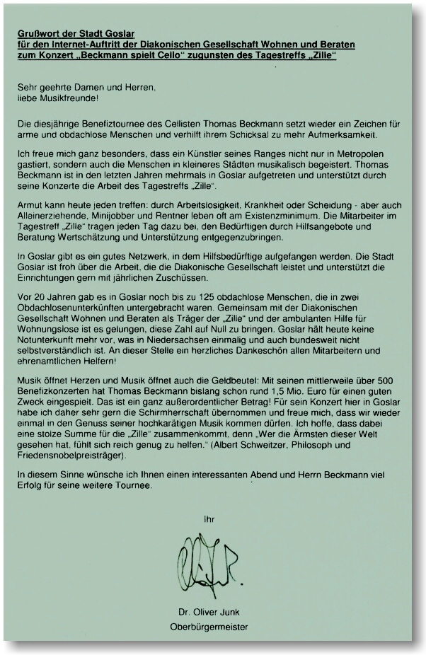 Grußwort der Stadt Goslar